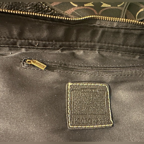 Coach Metallic Signature Jacquard Satchel + Cosmetic Pouch Copper Gold - Picture 6 of 16